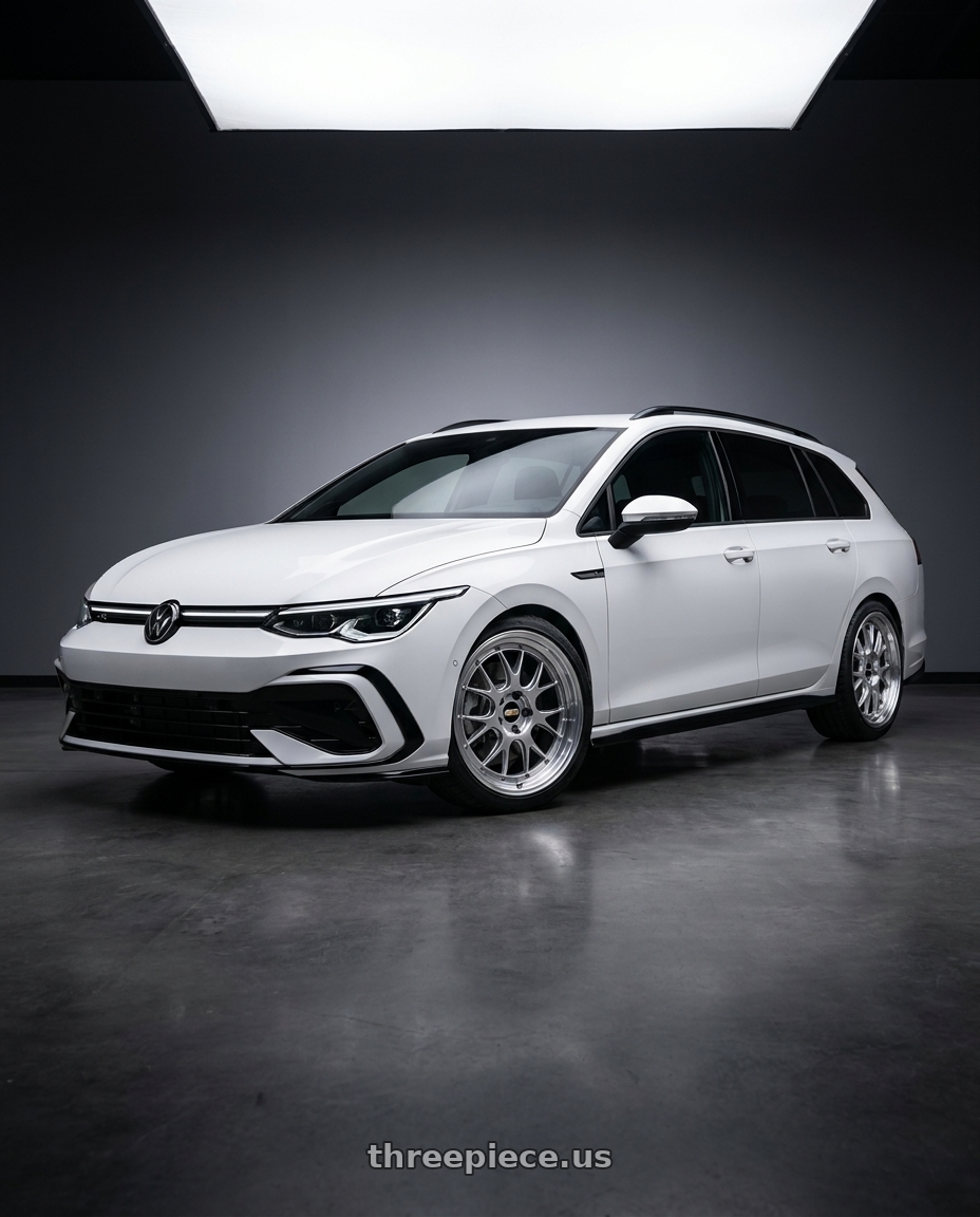 2025 golf 8.5 variant r line white  with BBS LM-R 5x114.3 19x8.5+43 Diamond Silver wheels