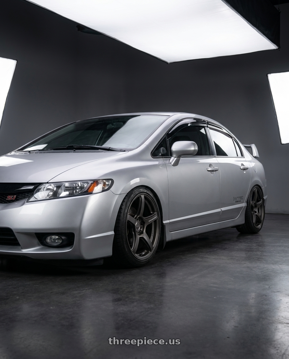 2009 Honda civic si with Work Emotion T5r 5x114.3 17x8 +35 Matte Graphite wheels