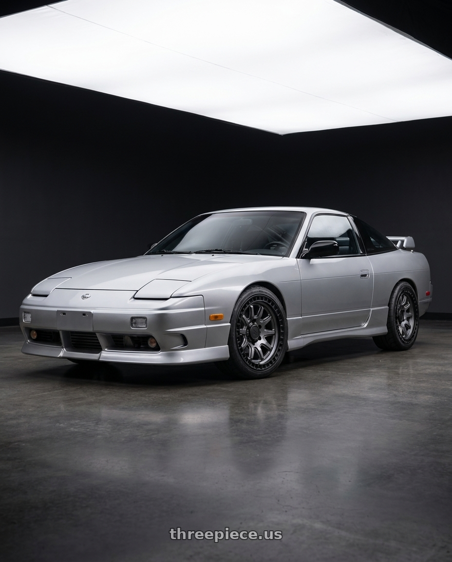 Nissan 240sx 1999 with Black Rhino CALICO 5X127 17X8.5 +34 MATTE GUNMETAL W/ MATTE BLACK LIP wheels
