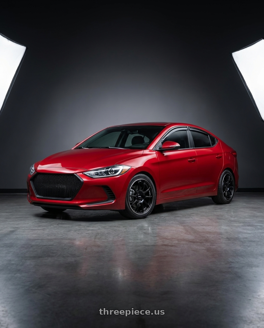 2017 Hyundai Elantra with Advan RZ II 5x100 17x8.0+45 Racing Gloss Black and Ring wheels