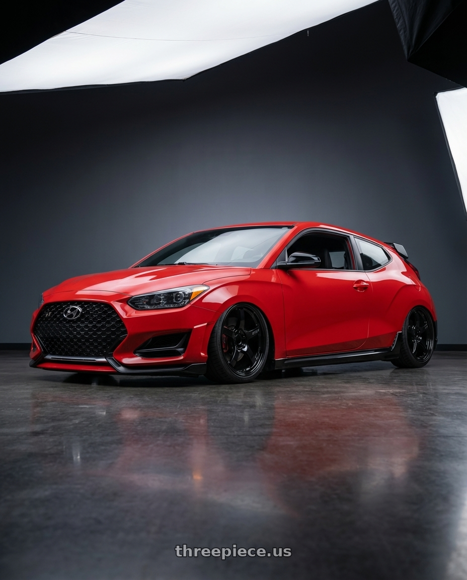 2022 Hyundai Veloster N with Gram Lights 57CR 5x114.3 19x8.5+35 Glossy Black wheels