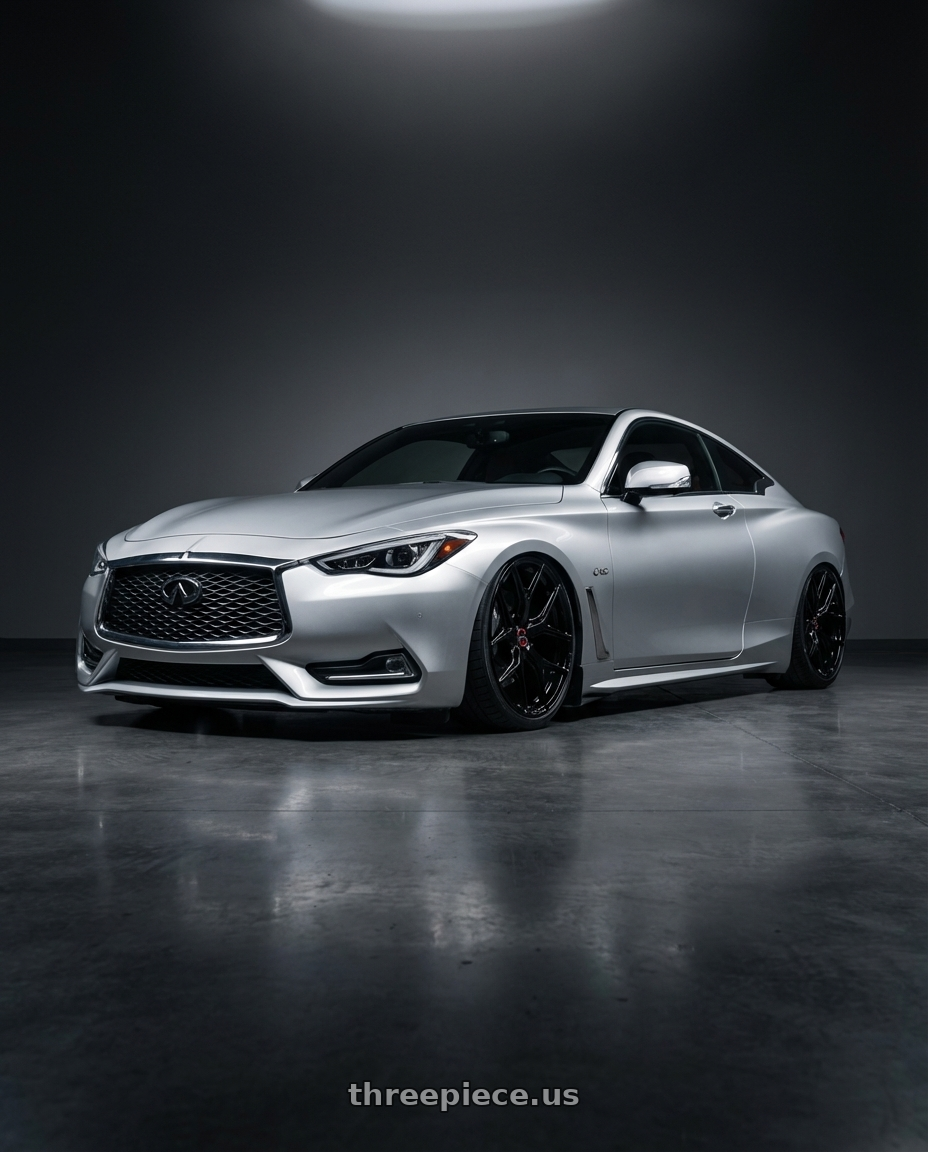 2020 Infiniti Q60 with Vossen HF-5 20x9.5 / 5x114.3 / ET25 / Deep Face / 73.1 -GB - Gloss Black Wheel - HF5-0N07 wheels