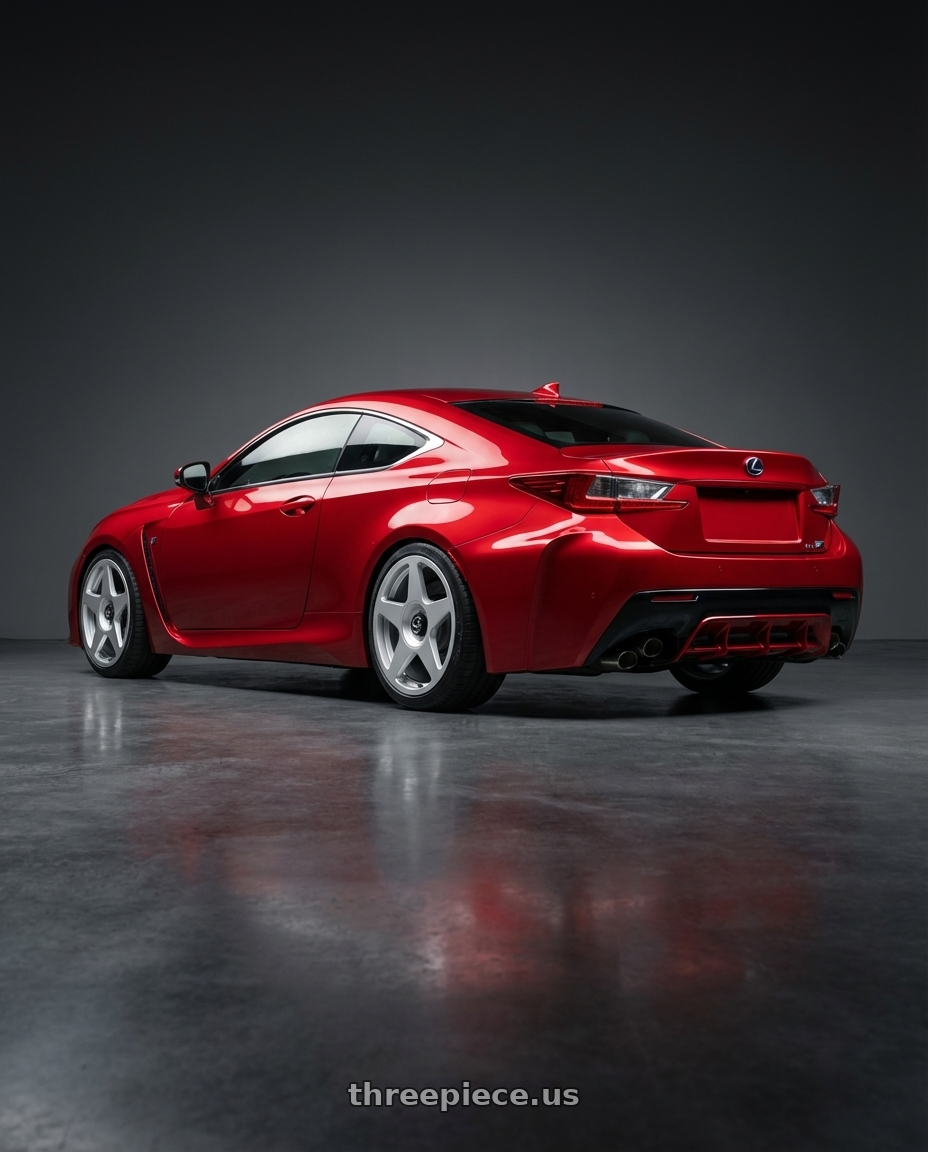 2018 Lexus RC F with fifteen52 TARMAC EVO 5x114.3 / 5x120 19x8.5 +35 SPEED SILVER (GLOSS SILVER) wheels rear three quarter view square tires