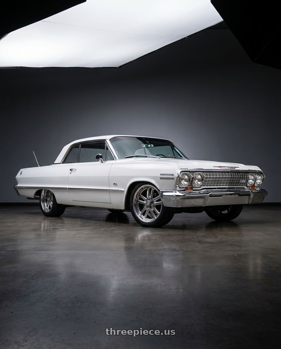 1963 chevrolet impala ss with US Mag 1PC U130 BULLET 5X120.65 20X8 +1 TEXTURED GUN METAL WITH MILLED EDGES wheels