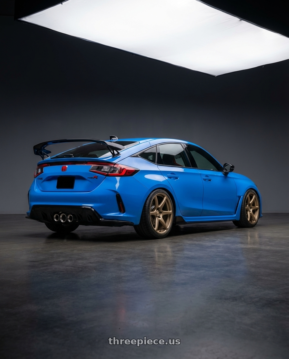 2024 Honda Civic Type R with Kansei K11B Tandem 5X120 19x10.5 22 Bronze wheels rear three quarter view square tires