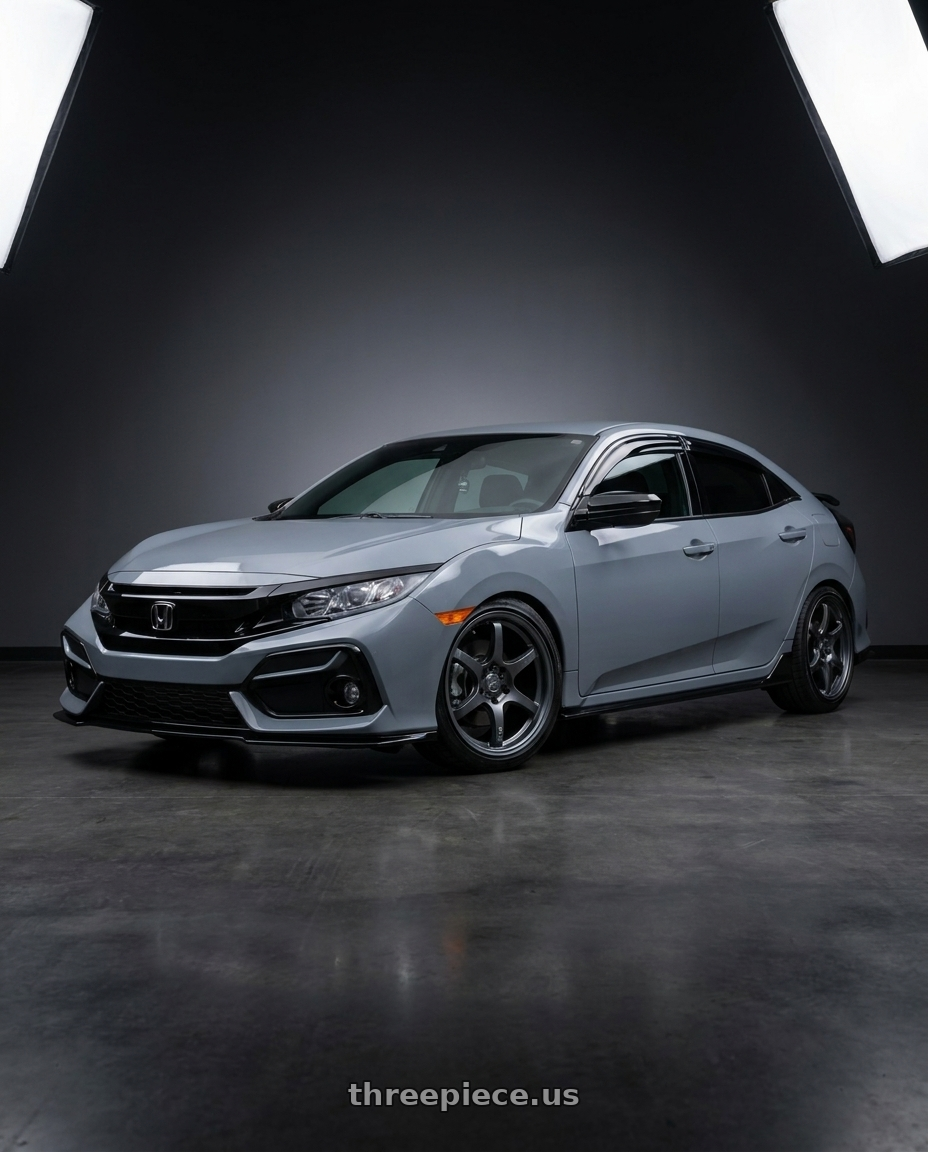 2021 Honda Civic sports hatchback with Gram Lights 57CR 5x114.3 18x8.5+37 Gunblue II wheels