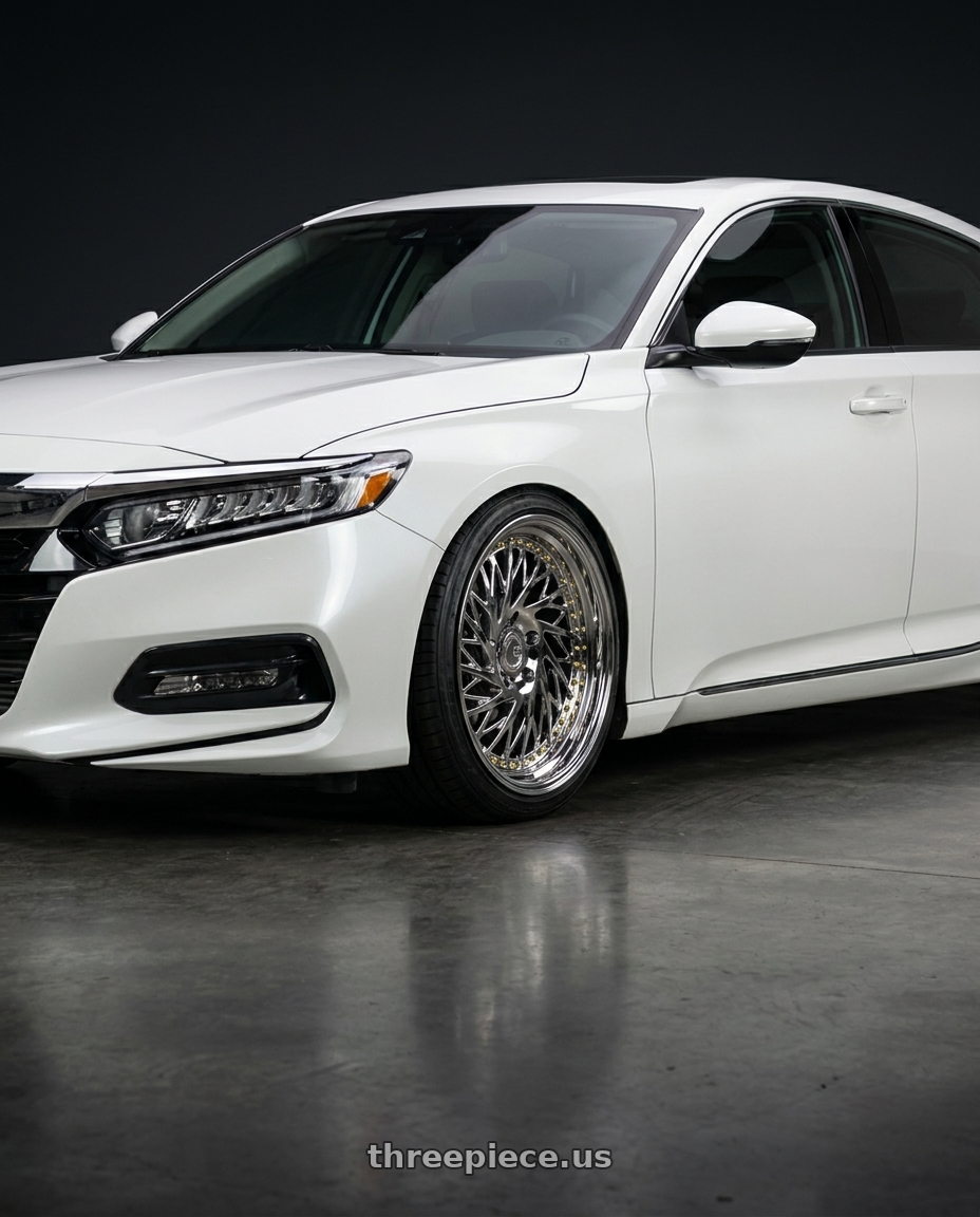 2018 Honda Accord Touring with Aodhan DS03 5x114.3 18x9.5 +30 Vacuum Chrome w/Gold Rivets wheels