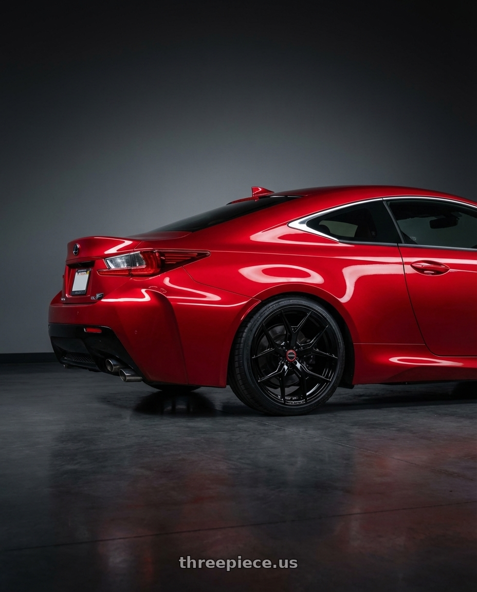 2018 Lexus RC F with Vossen HF-5 19x9.5 / 5x114.3 / ET40 / Deep Face / 73.1 - Gloss Black Wheel - HF5-9N63 wheels rear three quarter view square tires