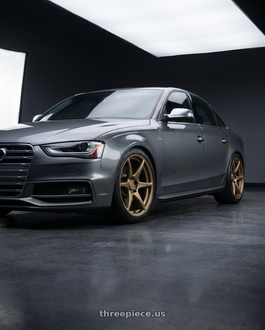 2015 Audi S4 B8.5 with Kansei K11B Tandem 5X112 19x9.5 22 Bronze wheels front three quarter view lowered stance