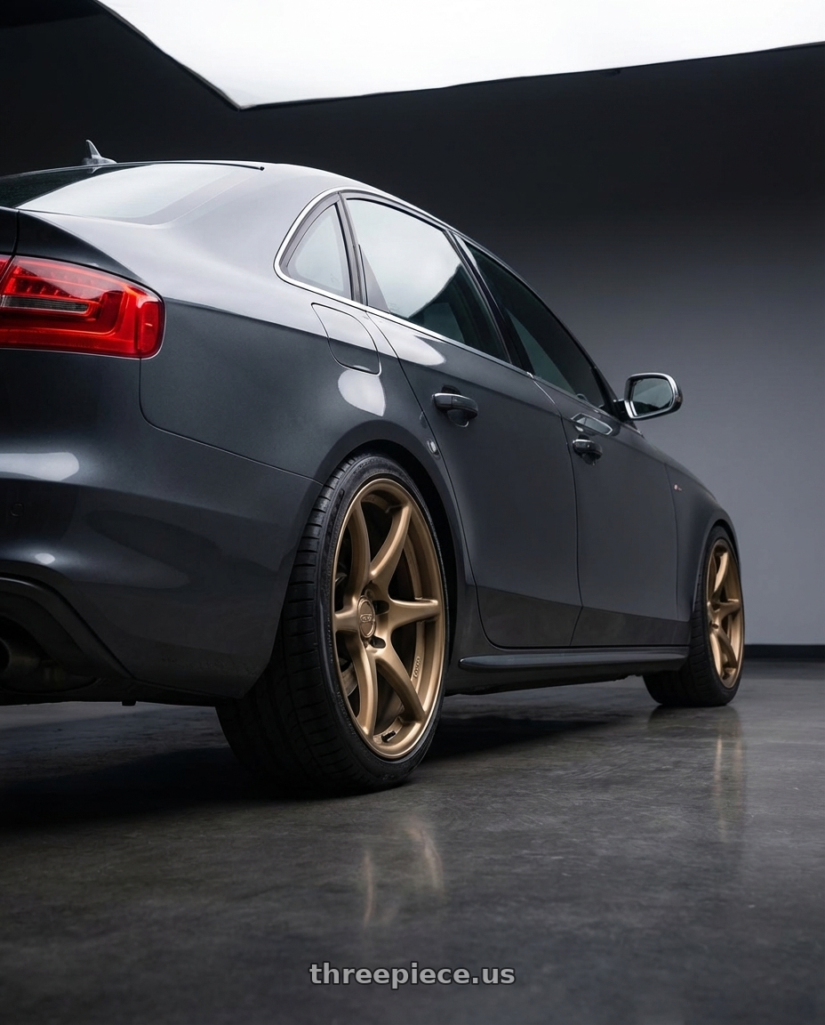 2015 Audi S4 B8.5 with Kansei K11B Tandem 5X112 19x9.5 22 Bronze wheels rear three quarter view square tires