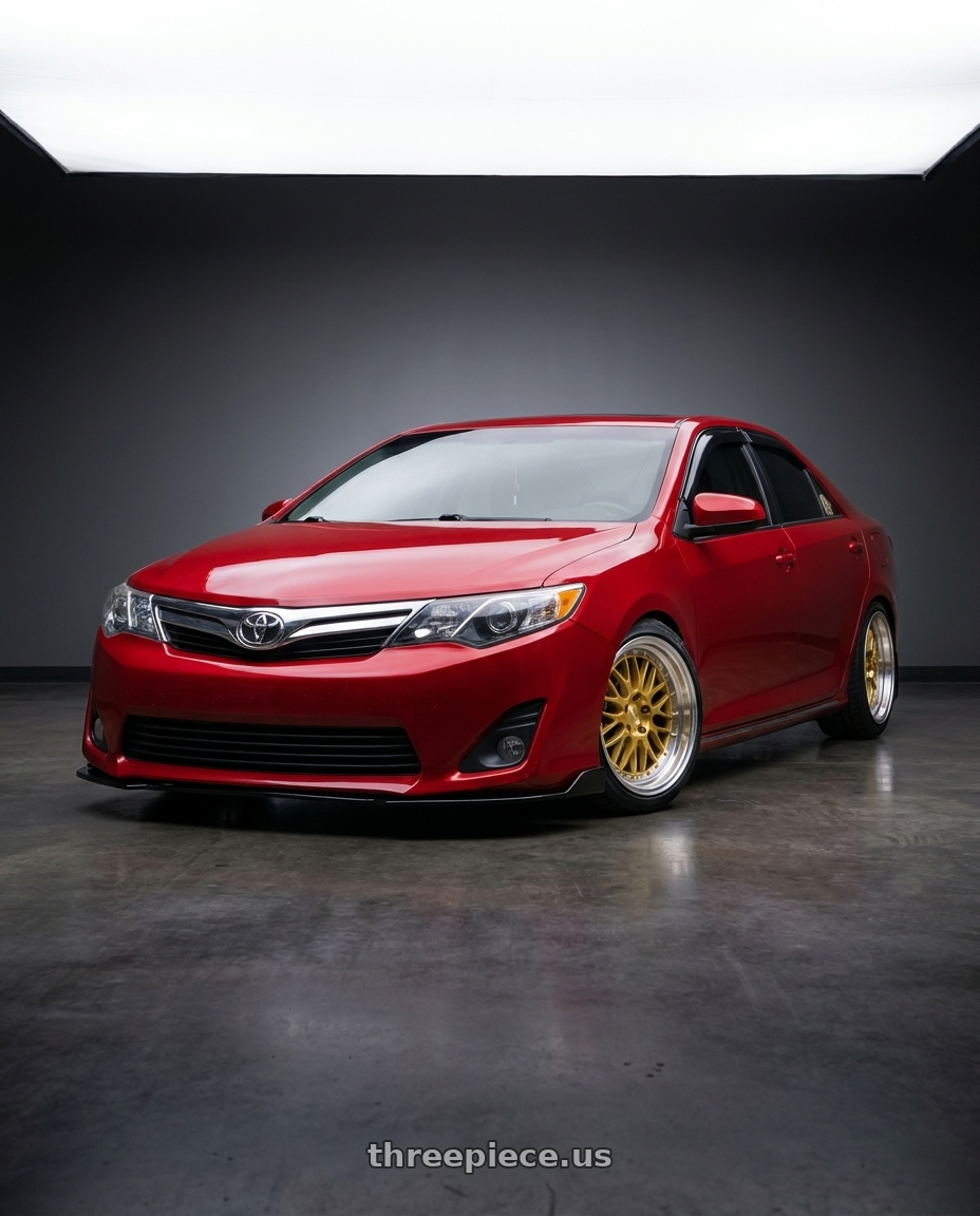 2013 toyota avalon with F1R R32 5x114.3 18x8.5 +33 Brushed Gold/Polish Lip wheels