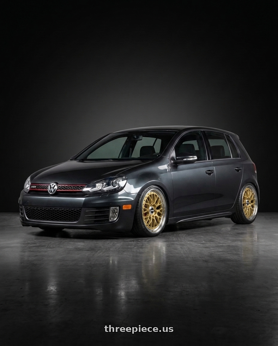 2007 volkswagen gtu with Rotiform LSR 5x114.3 19x10 +25 Matte Gold Machined wheels