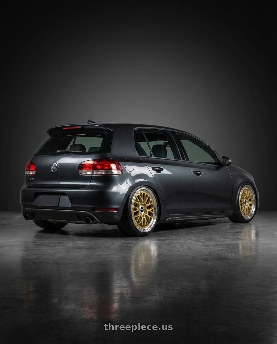 2007 volkswagen gtu with Rotiform LSR 5x114.3 19x10 +25 Matte Gold Machined wheels rear three quarter view square tires