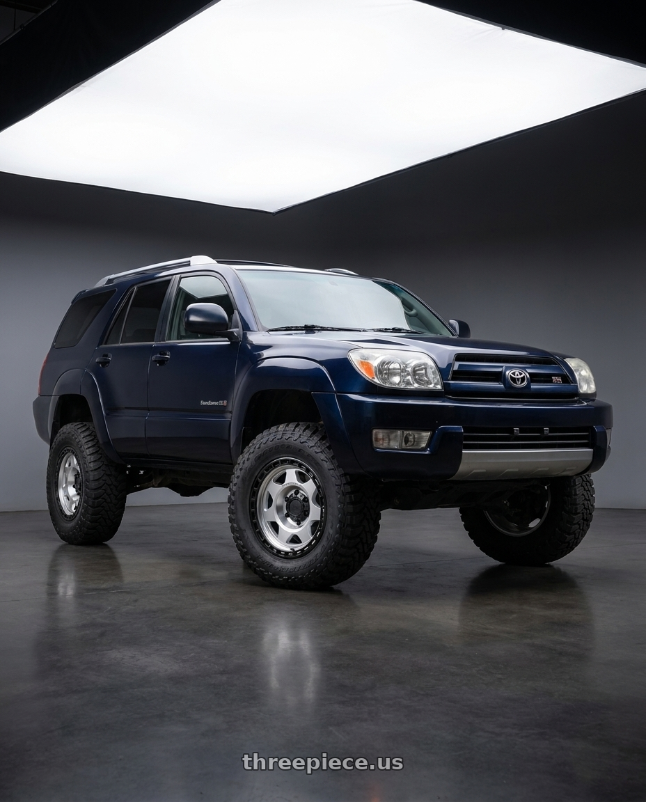 2004 TOYOTA 4RUNNER with Black Rhino BR018 VOYAGER 6X139.7 17x8.5 +0 SILVER MACHINED FACE W/ MATTE BLACK LIP wheels