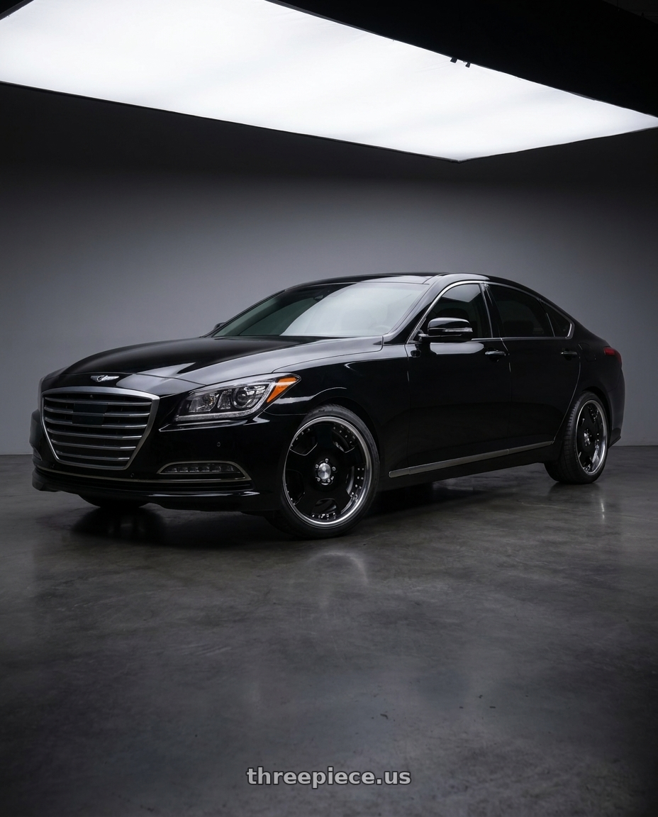 2016 hyundai genesis 3 8 with Work Lanvec Ld1 5x114.3 19x8.5+38 A Disk Black wheels