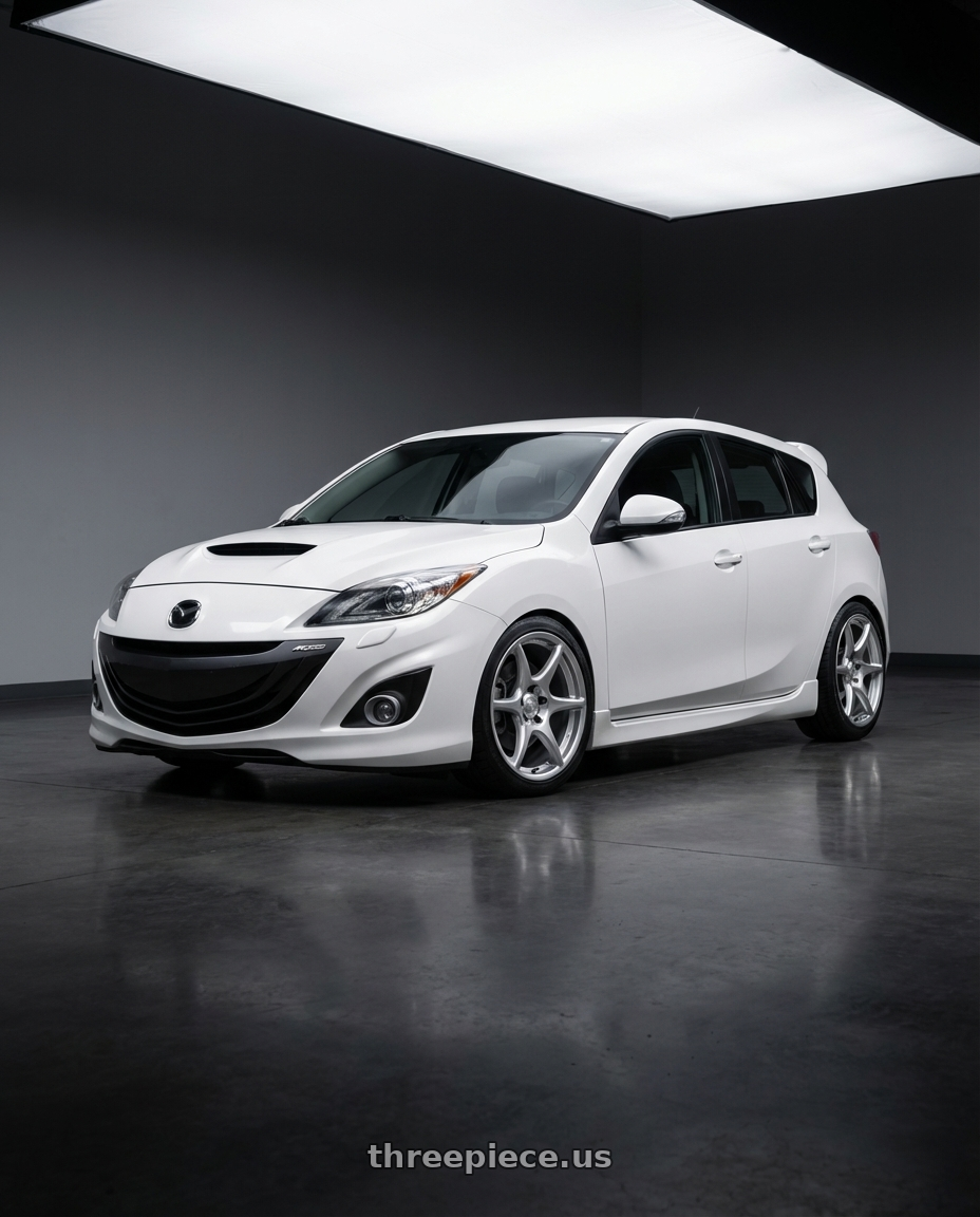 2012 Mazda Mazdaspeed3 with Kansei K11S Tandem 5x114.3 18x10.5 12 Hyper Silver wheels