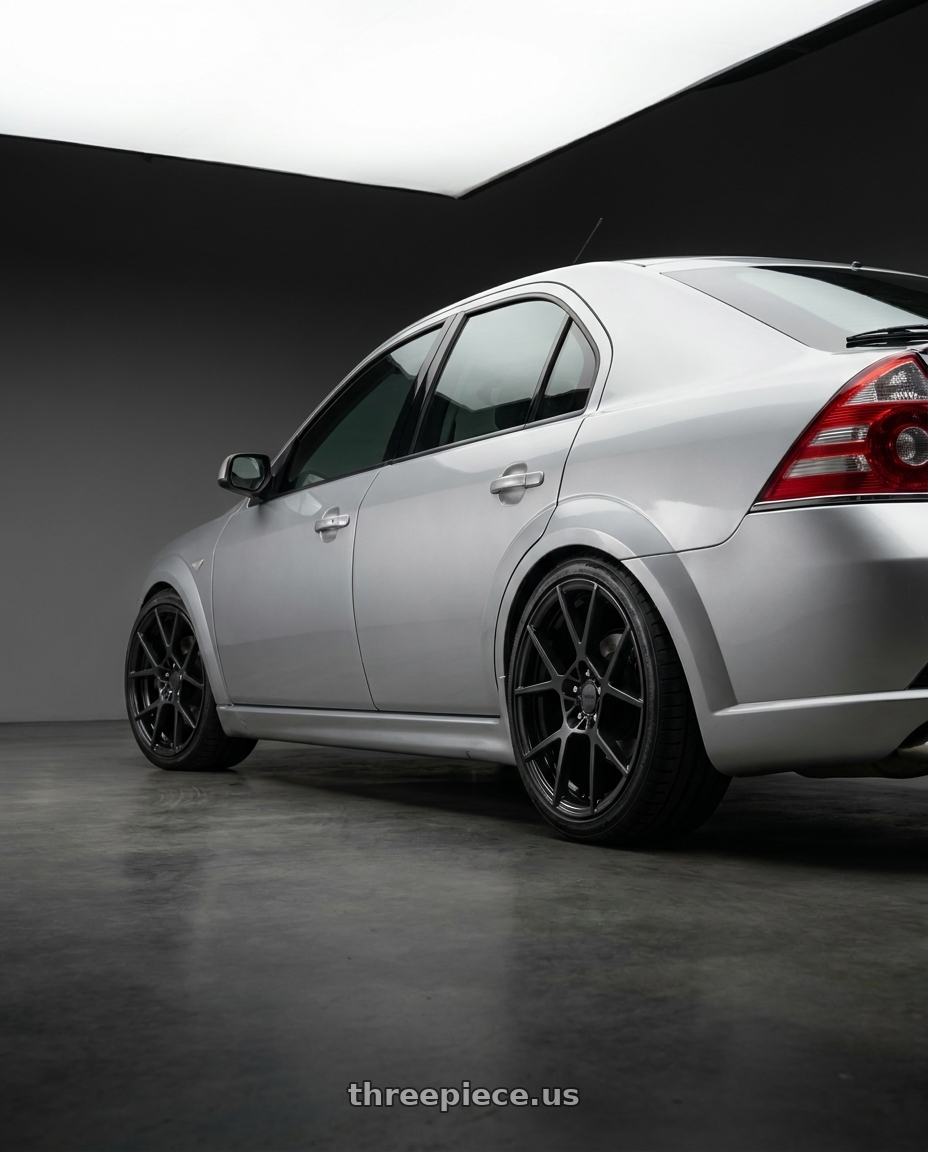 2007 Ford Mondeo St220 with Rotiform 1PC R139 KPS 5X100 18X8.5 +35 MATTE BLACK wheels rear three quarter view square tires