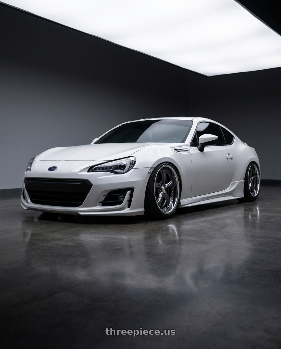 2017 Subaru brz with Work Wheels VS-KF 5x100 18x9.5-11 Brilliant Silver Black O Disk FULL REVERSE wheels