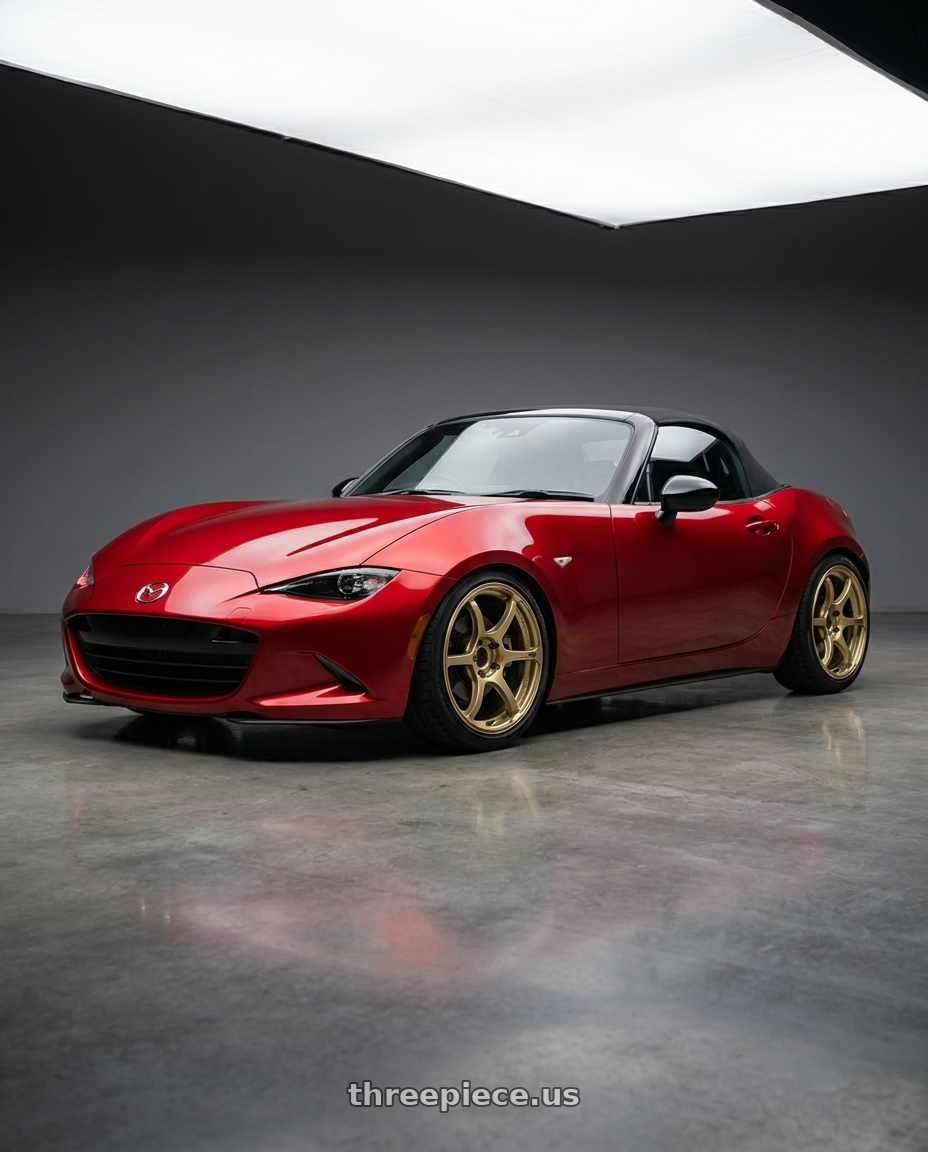 2025 mazda mx5 nd3 soft top with Advan RGIII 4x100 17x7.0+47 Gold wheels
