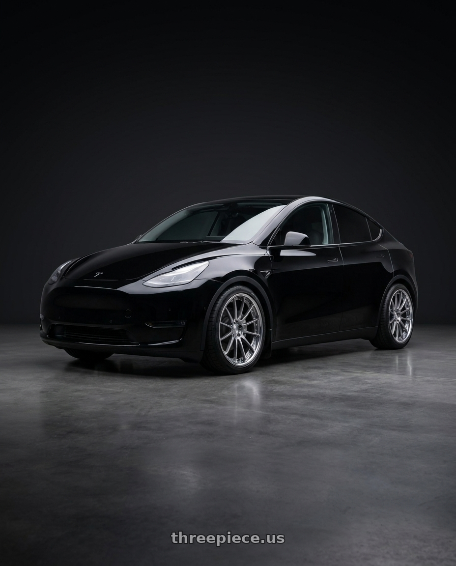 2026 Tesla model y with EXECUTOR CV04S 5x114.3 21X10.5+-1 NR Disk Titan Silver wheels