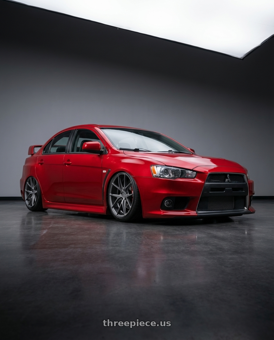 2012 Mitsubishi Lancer Evo X with Niche 1PC M116 MISANO 5X114.3 18X8 +40 MATTE GUN METAL wheels
