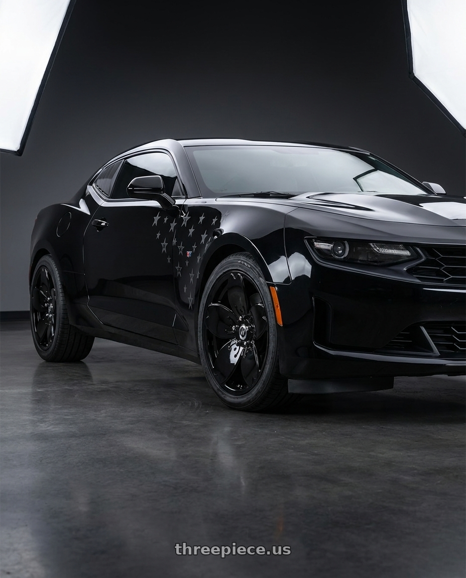 2022 Chevy Camaro with Heritage Wheel Sakura MonoC 5x120 18x8.5 +35 Black wheels