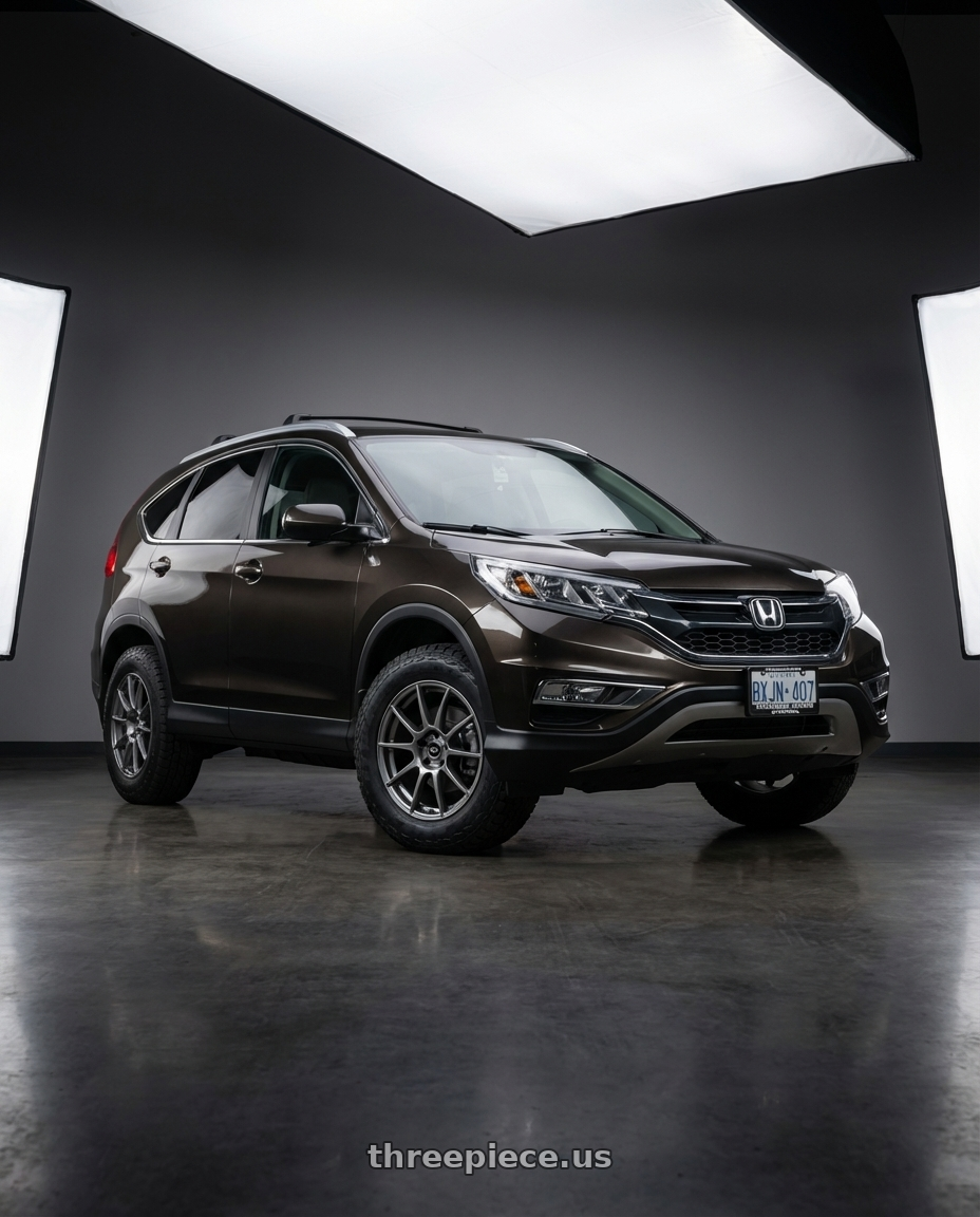 2015 Honda CR-V with Enkei YX-5 5x114.3 17x7.5+40 Gunmetal wheels front three quarter view raised stance