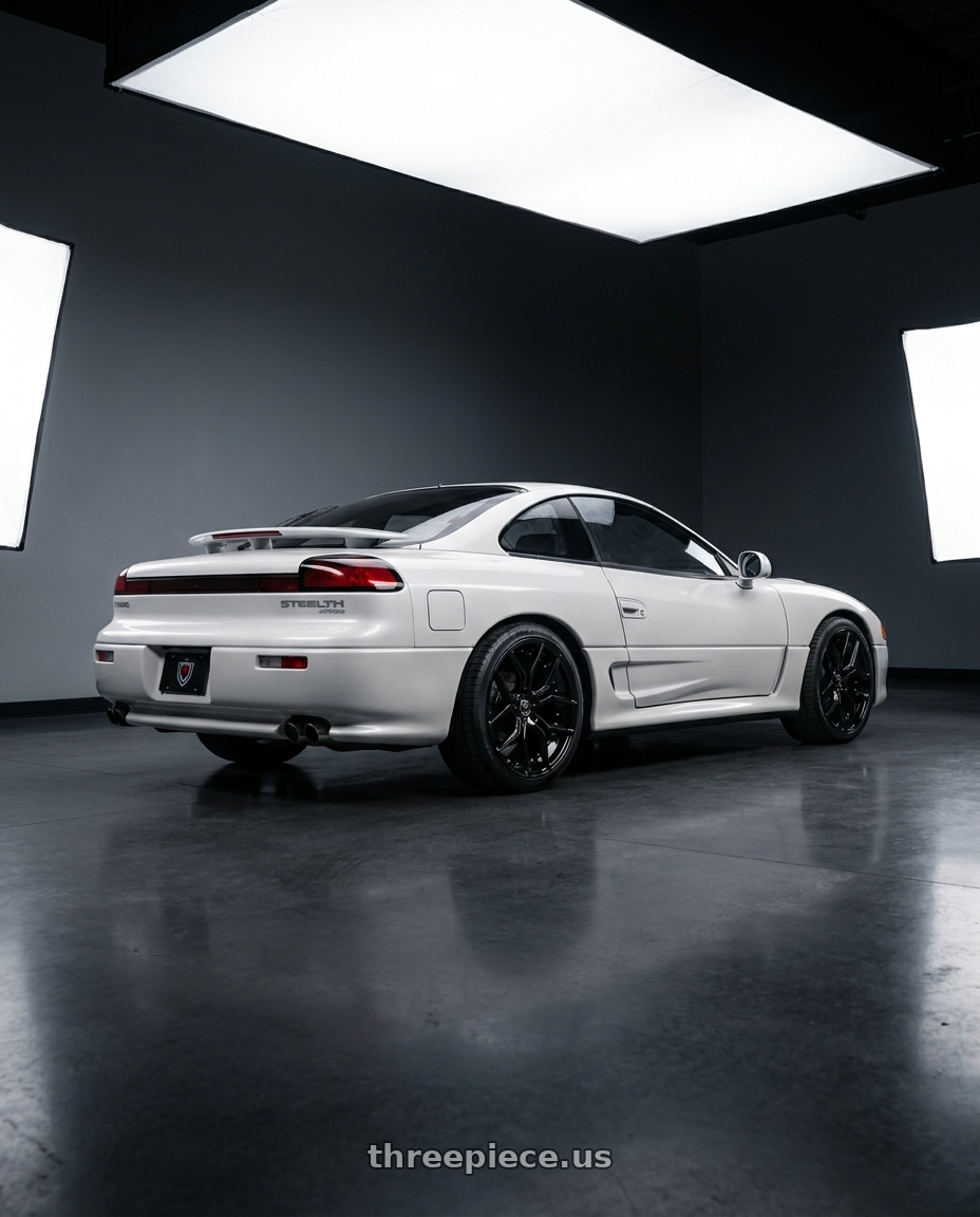 1992 dodge stealth with MARQUEE WHEELS M1000 5x112 20x9+33 GLOSS BLACK wheels rear three quarter view square tires