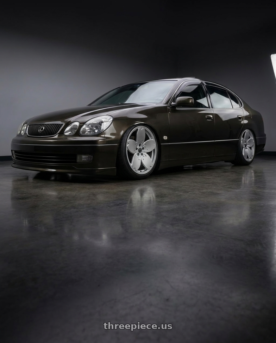 2000 Lexus gs300 with Heritage Wheel Sakura MonoC 5x114.3 18x8.5 +35 Silver wheels