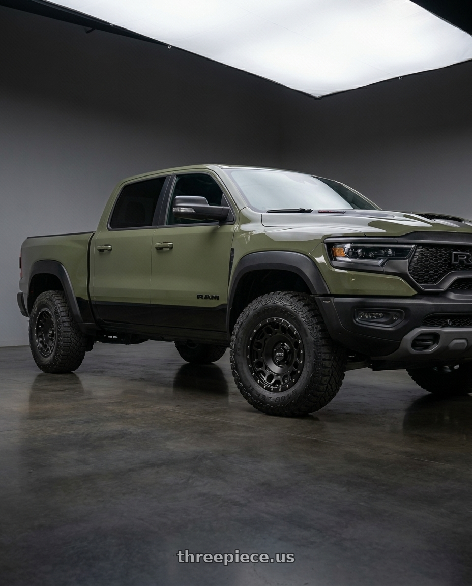 2026 ram rho with KMC KM529 HOLESHOT 5X120 17X8.5 +34 SATIN BLACK wheels