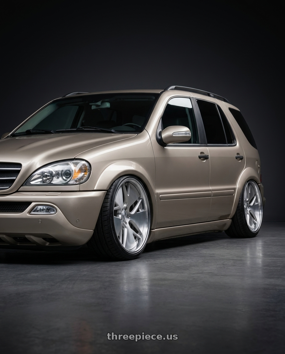 2000 Mercedes ML55 AMG with Work Gnosis Cvd 5x114.3 22x10.5+45 W Disk Brush Silver Clear wheels