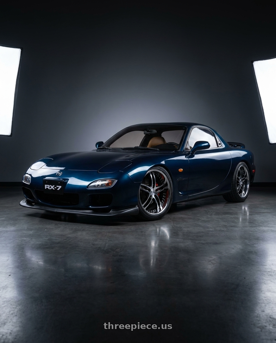 1993 Mazda RX-7 with XIX Wheels XIX 15 5x108 20x10 +40 Gloss Black Machined with Stainless Steel Lip wheels