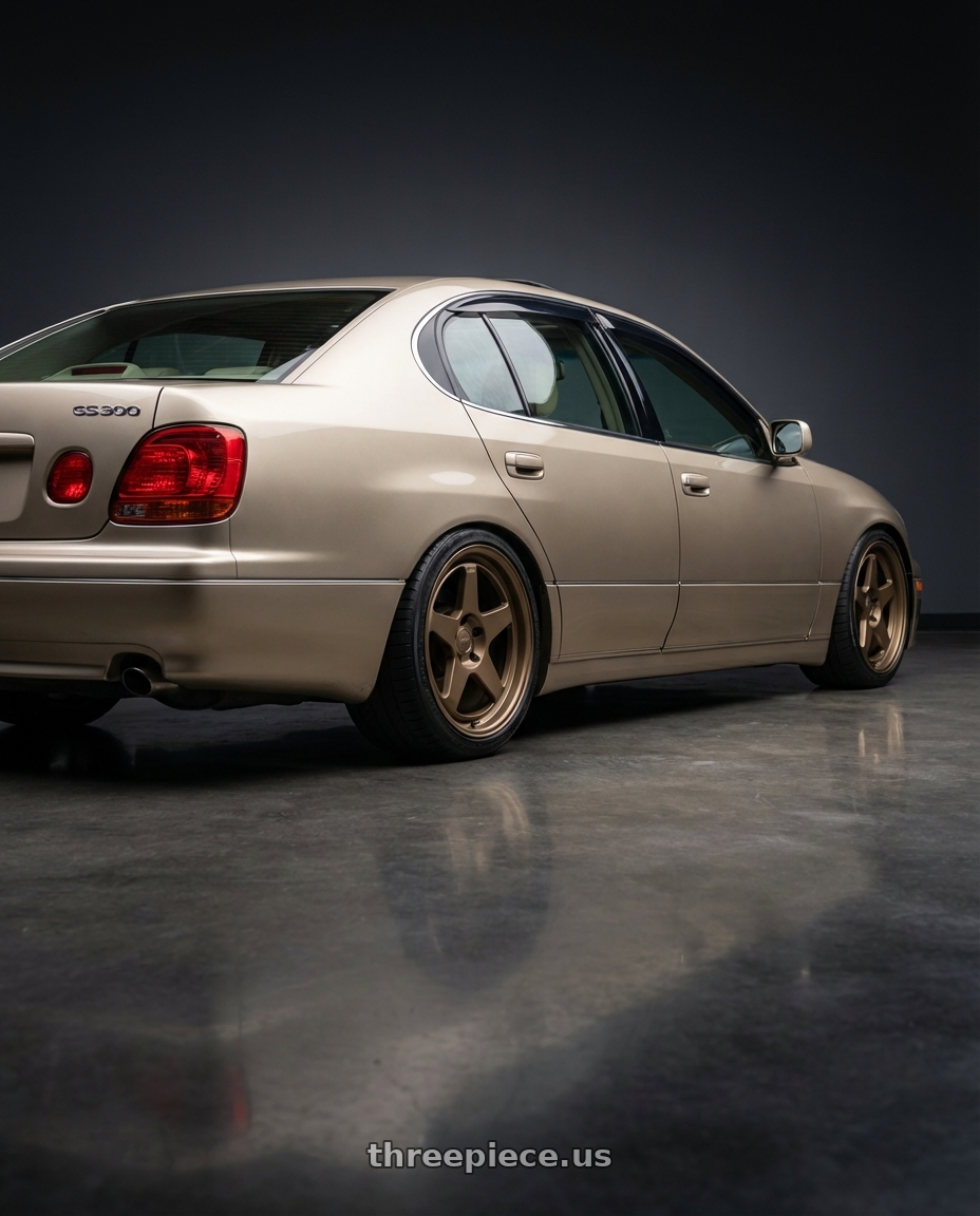2000 Lexus gs300 with Kansei K12B KNP 5x114.3 18x9.5 22 Bronze wheels rear three quarter view square tires