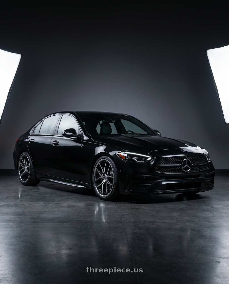 2023 Mercedes Benz C300 with Rohana RFC10 5x112 19x8.5 +25 Machine Black/chrome Lip wheels