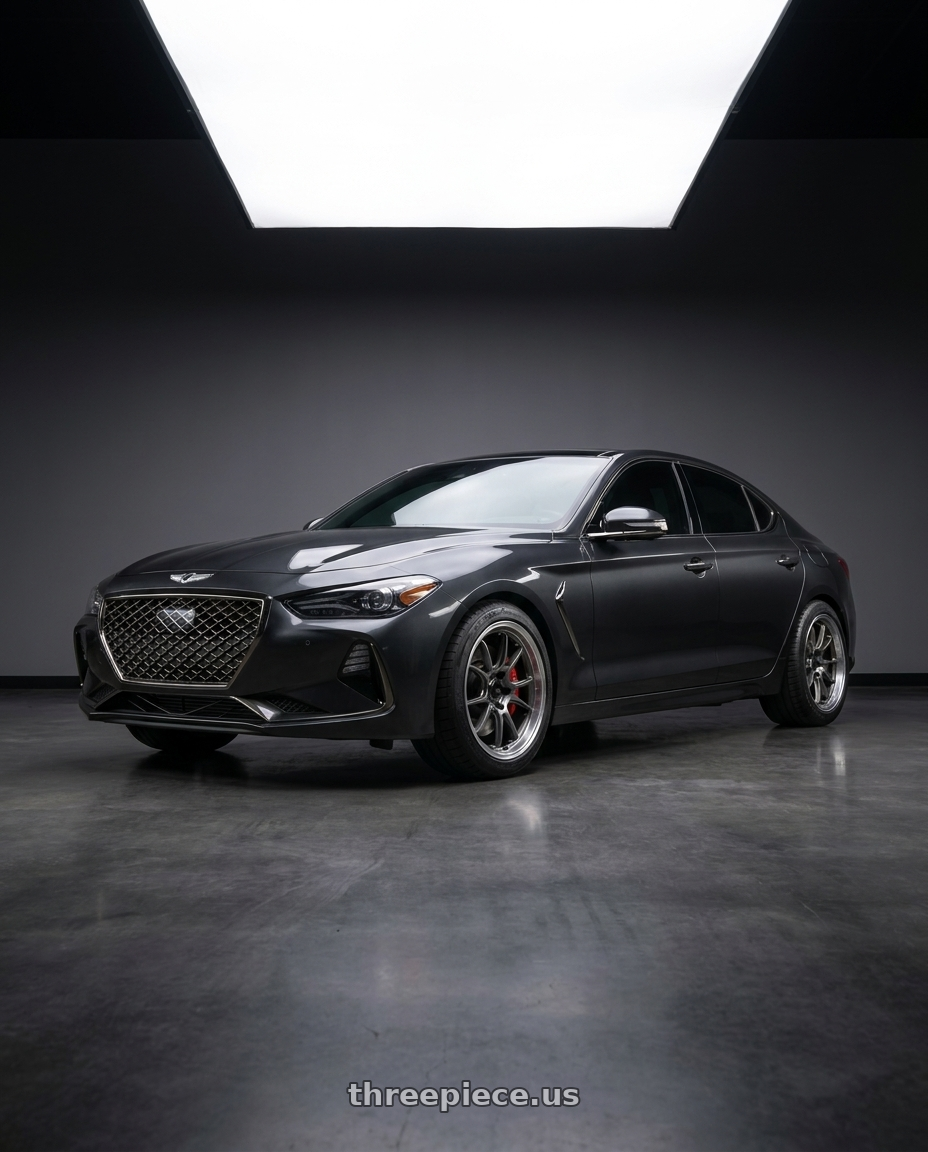 2019 Genesis G70 with Konig 47MC Hypergram 5x108 18x8.5 +43 Metallic Carbon Machined Lip wheels