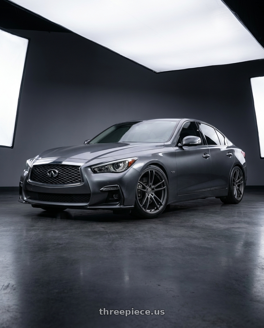 2021 Infiniti Q50 Red Sport with American Racing AR941 MACH FIVE 5X114.3 20X10 +35 GRAPHITE wheels