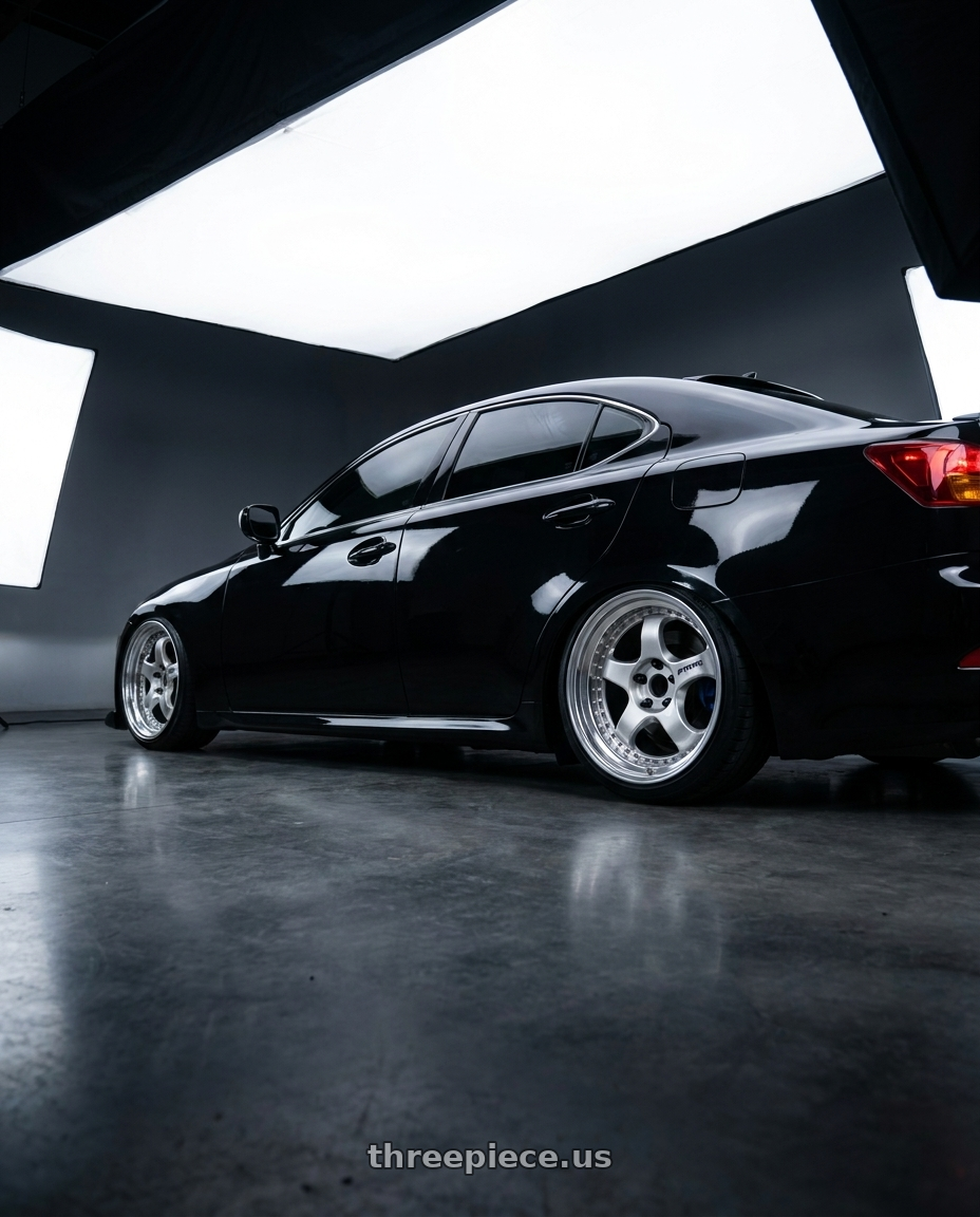 2006 lexus is350 with Work Meister S1 3P 5x114.3 18x9+42 L Disk Silver wheels rear three quarter view square tires