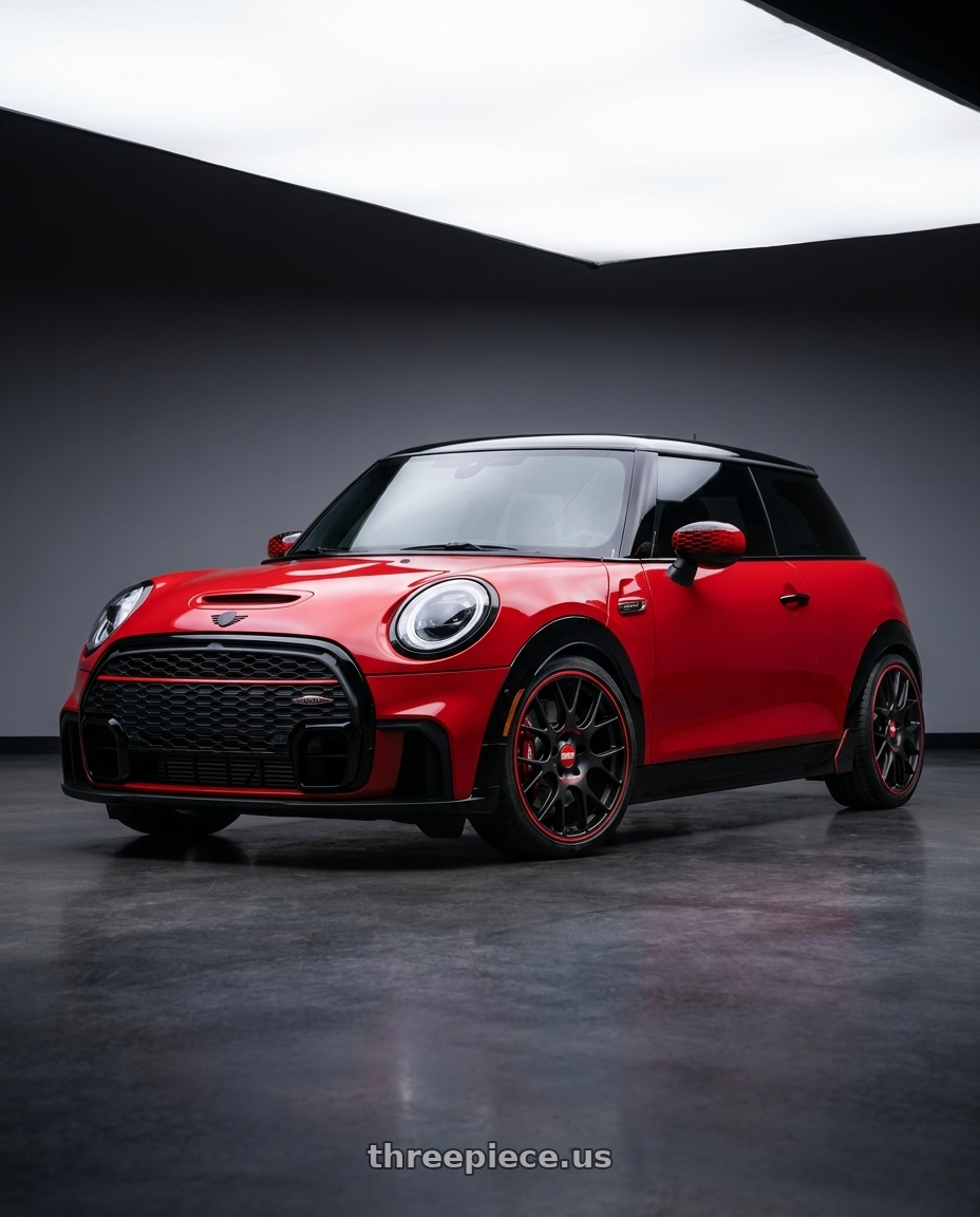 2025 mini jcw red with BBS CH-R Nurburgring Edition 5x112 18x8.5 +47 Satin Black/Red Lip wheels