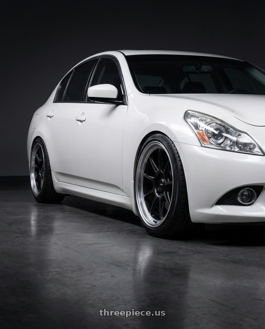 2012 Infiniti G37 with Konig Countergram 5x114.3 19x11+18 Matte Black / Matte Machined Lip wheels