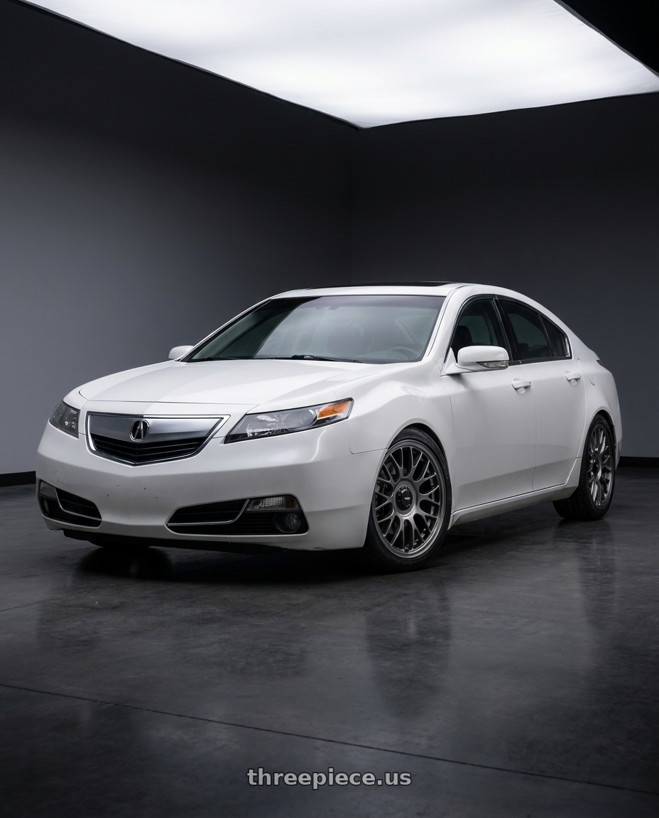 2013 Acura TL SH-AWD White with Konig MRK1 5X120 17x8+35 Hyper Carbon - Gloss Black Gear Cap/Logo/Cover Plate wheels