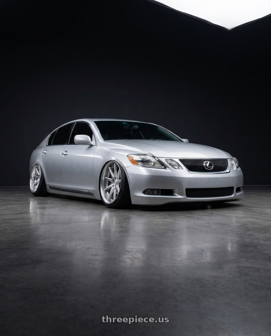 2006 Lexus gs300 with Work Gnosis Cv201 5x114.3 19x8.5+38 W Disk Brush Silver Clear wheels