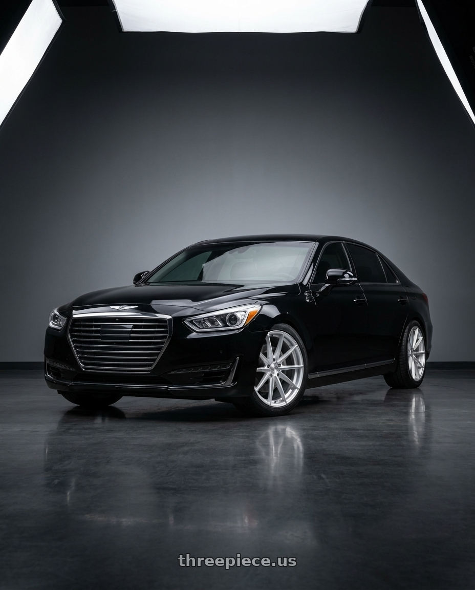 2018 Genesis G90 with DOLCE PERFORMANCE VELOCE 5x114.3 20x10 +40 Gloss Silver Machined Face wheels