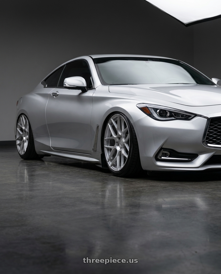 2020 Infiniti Q60 with Aodhan AFF2 5x114.3 19x9.5+35 Gloss Silver Machined Face wheels