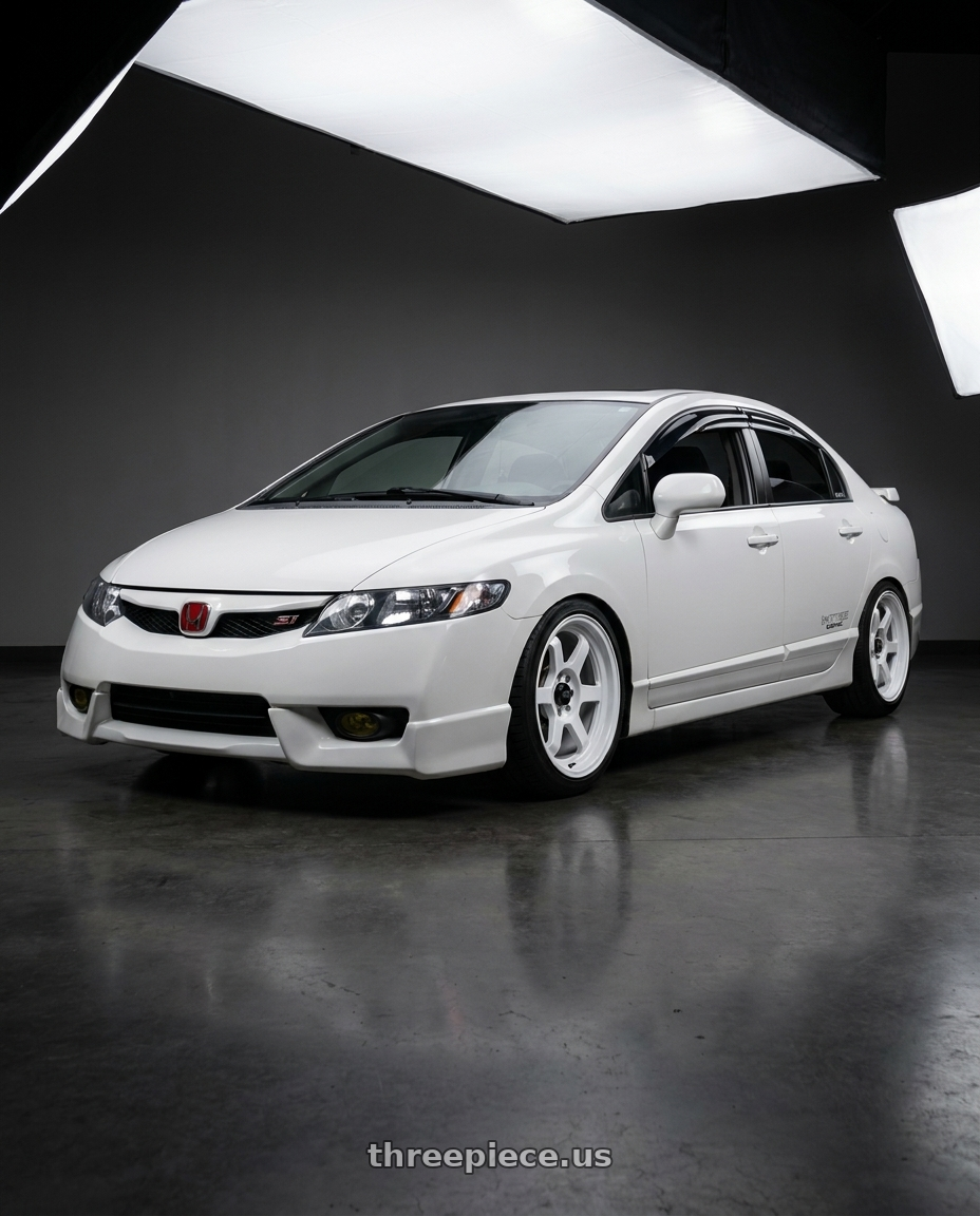 2008 Honda Civic SI with MST Wheels Time Attack 5x114.3 17x9.0 +20 Glossy White wheels