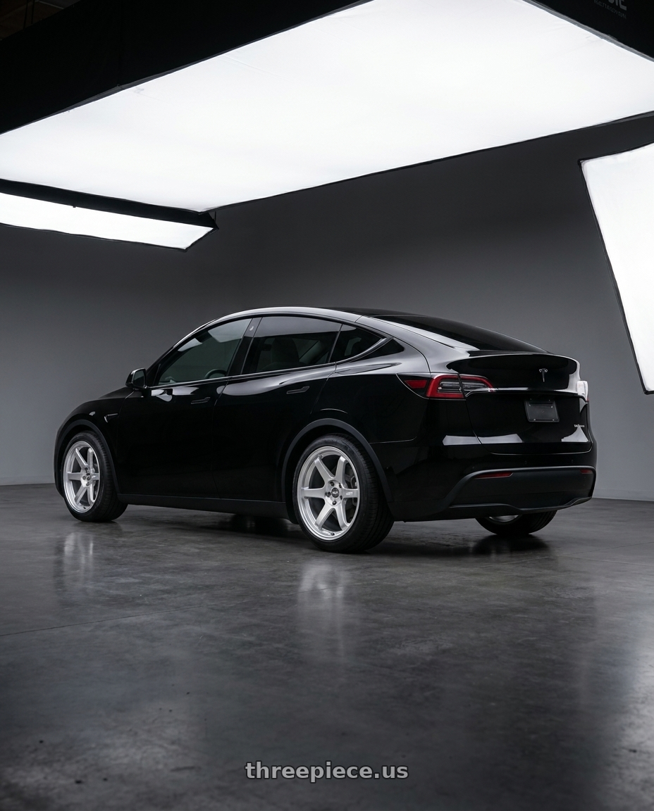 2026 Tesla Model Y Rear with ESR Wheels APEX SERIES AP6 5x114.3 19x9.5 +35 Hyper Silver wheels