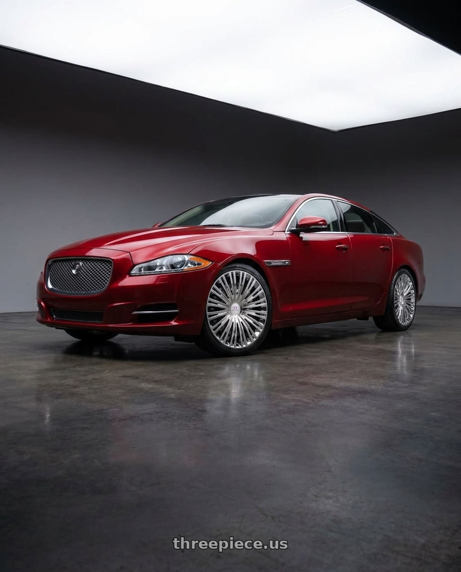 2014 Jaguar xj8 red with Cavallo CLV-48 5x108/5x114.3 20x8.5 +35 Nano Chrome wheels