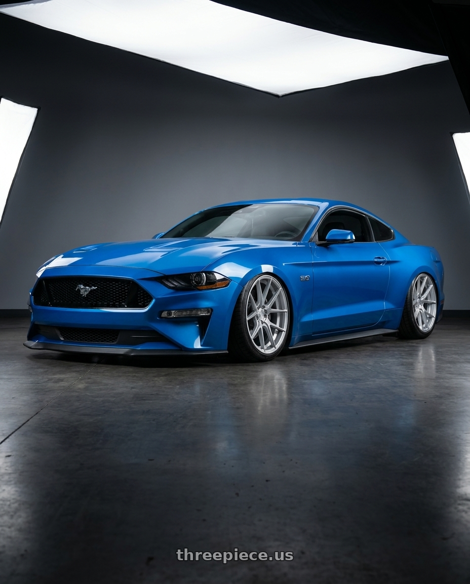 2022 Ford Mustang GT with Aodhan AFF3 5x114.3 20x9+32 Gloss Silver Machined Face wheels