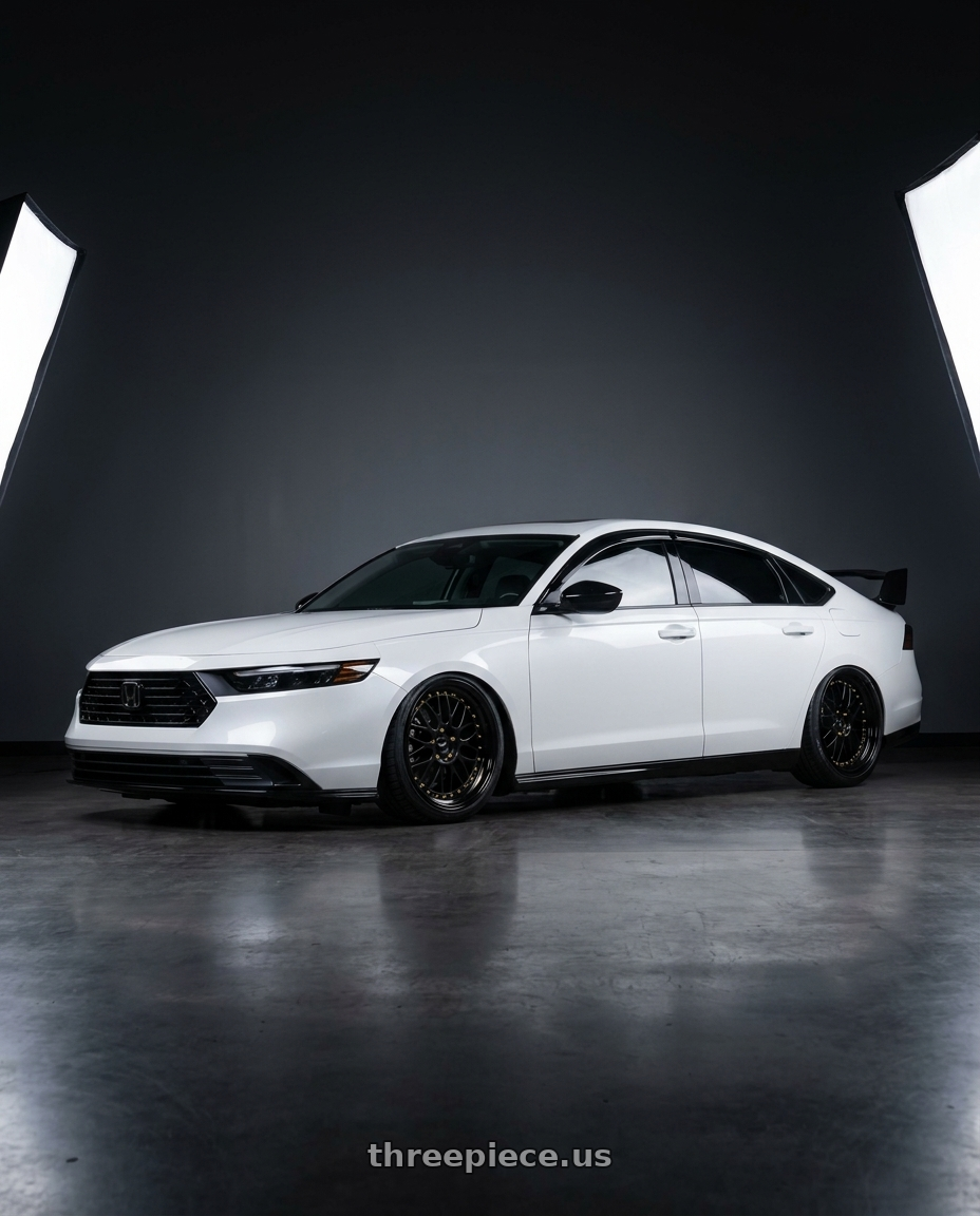 2026 Honda accord sport with Vors VR8 5x114.3 17x8  +35 All Black Gold Rivet wheels