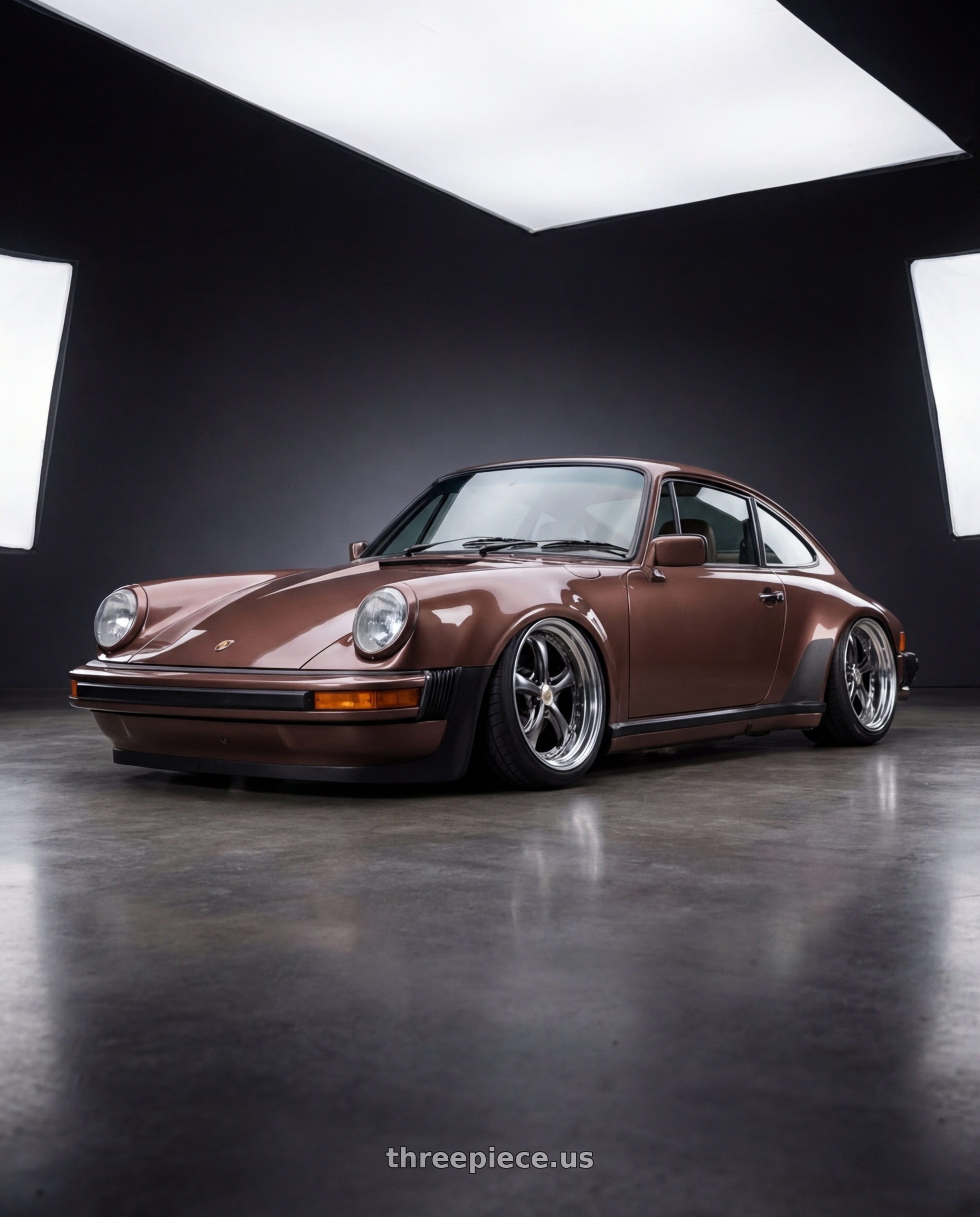 1980 Porsche 911 with Work Wheels VS-KF 5X114.3 19x8+2 Brilliant Silver Black A Disk FULL REVERSE wheels