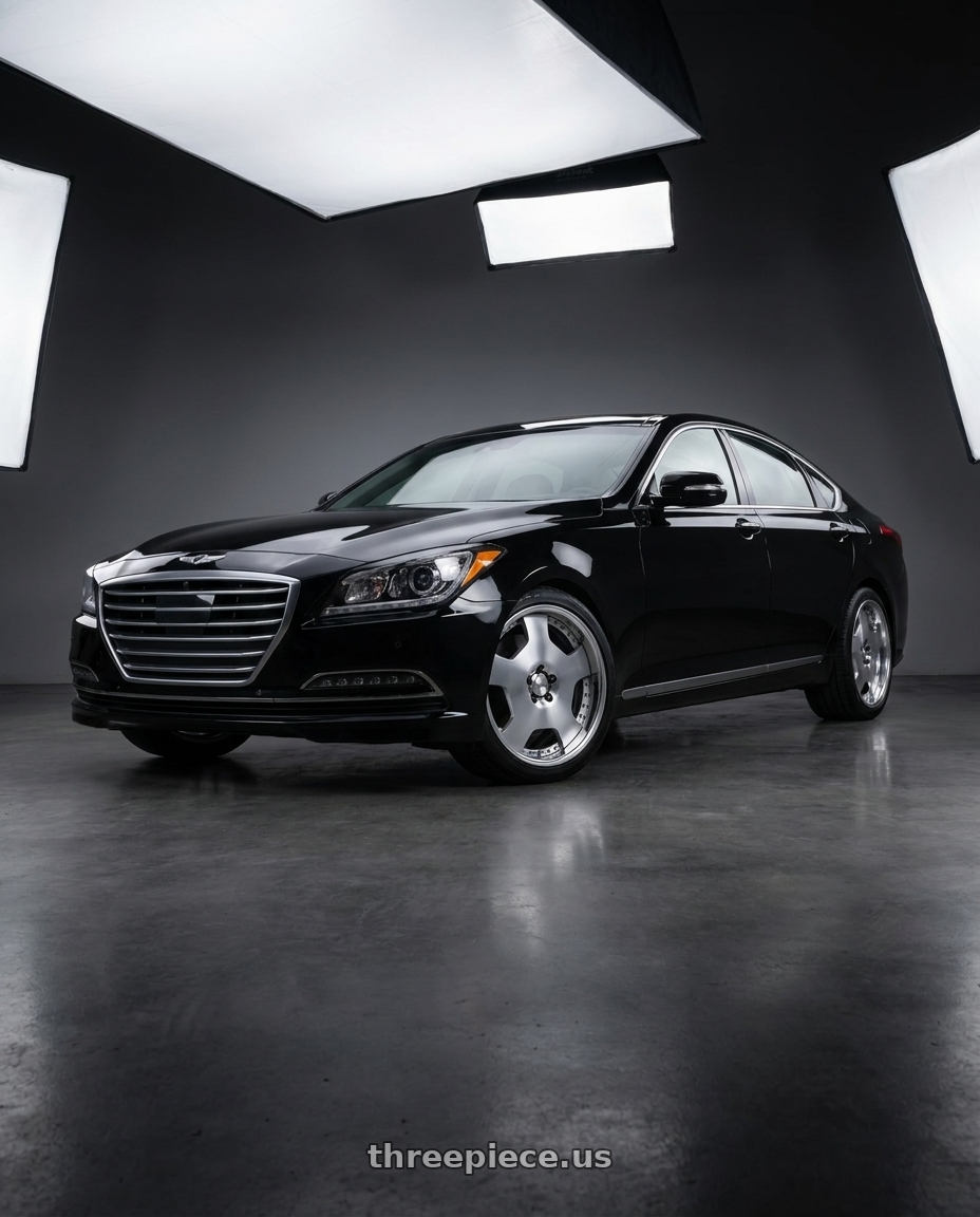 2016 hyundai genesis 3 8 with Work Lanvec Ld1 5x114.3 18x8+38 A Disk Machine Silver Polish wheels